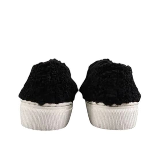 Steven Shoes Womens 6 Sneakers Casual Slip On Skimmer Faux Fur Black Fashion NY - Picture 4 of 16